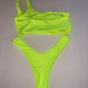 Lime green one shoulder, cutout bikini